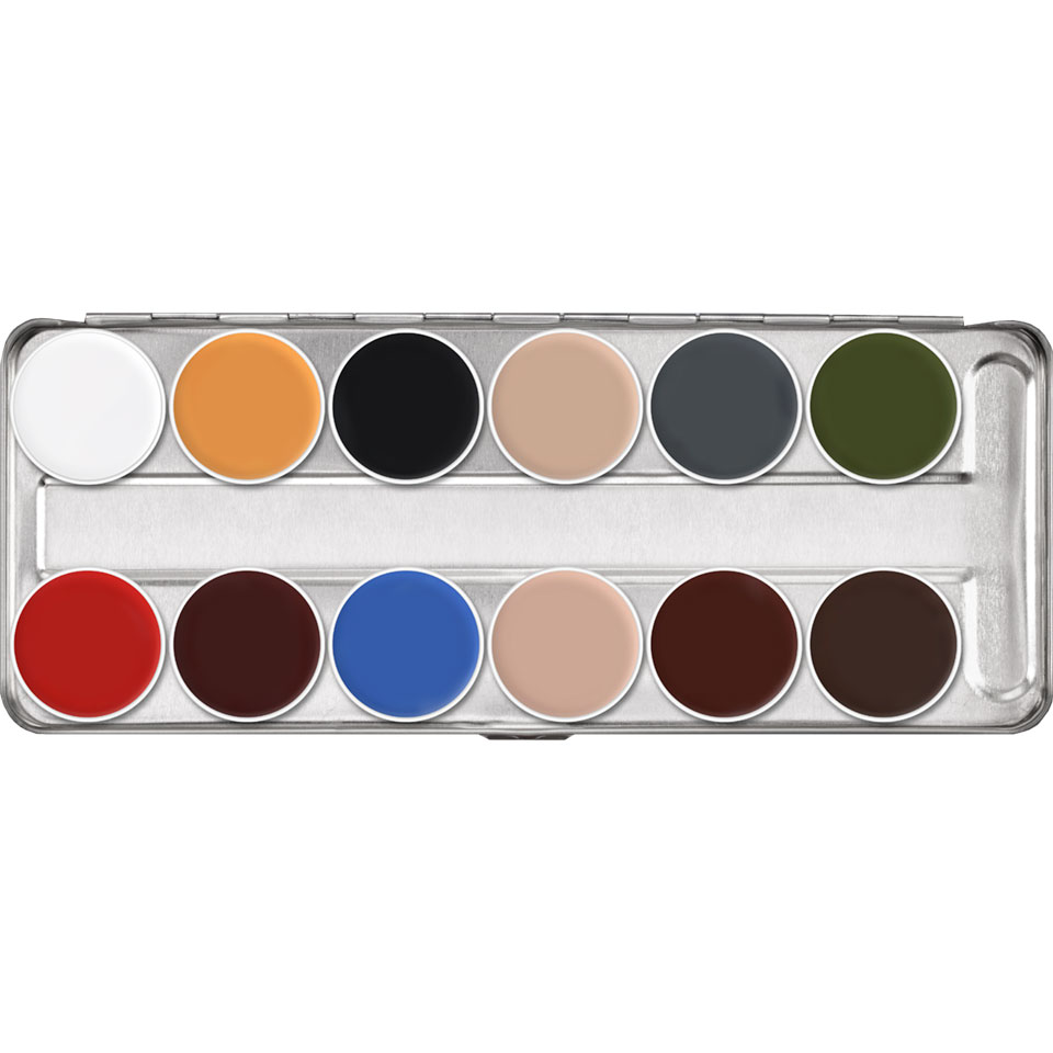 Kryolan Schminkpalette 12er Supracolor Fettschminke bunt